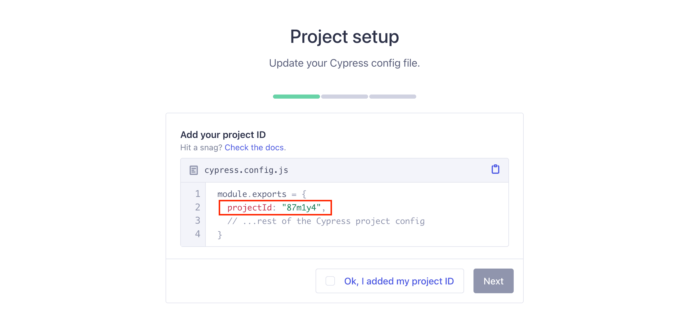 cypress cloud project id